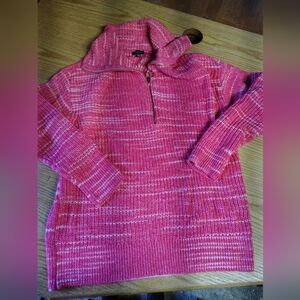 Talbots Pink Marled Half-Zip Pullover Sweater